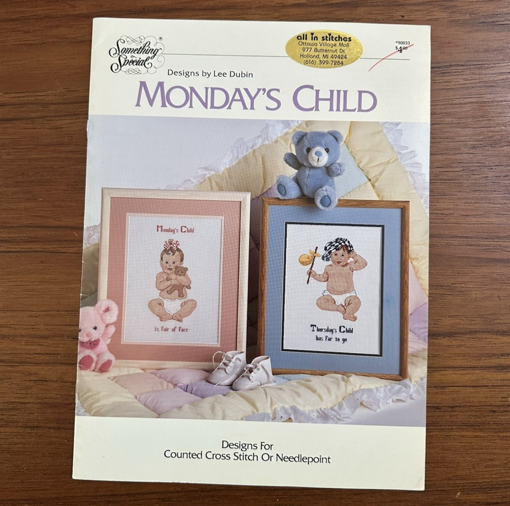 Monday's Child Cross Stitch Needlepoint Something Special